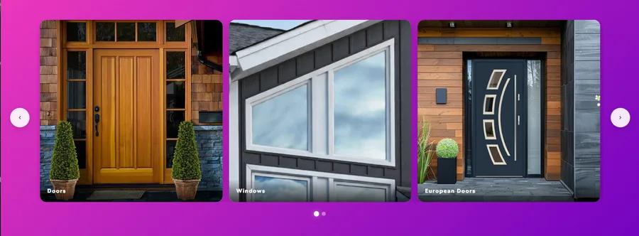XtremeSlider Cool layout — card-based slider with gradient background and pagination dots on a WordPress site